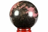 Polished Rhodonite Sphere - Madagascar #78789-1